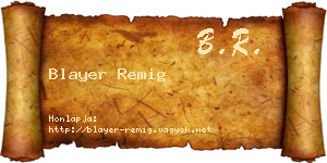 Blayer Remig névjegykártya